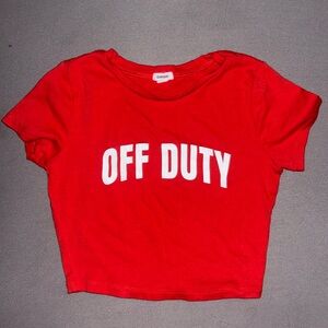 Cropped red “off duty” T-shit from Garage. Size S. Worn once
